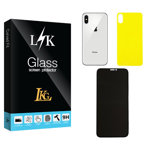 محافظ صفحه نمایش حریم شخصی ال کا جی مدل LK مناسب برای گوشی موبایل اپل iPhone X  به همراه محافظ پشت گوشی