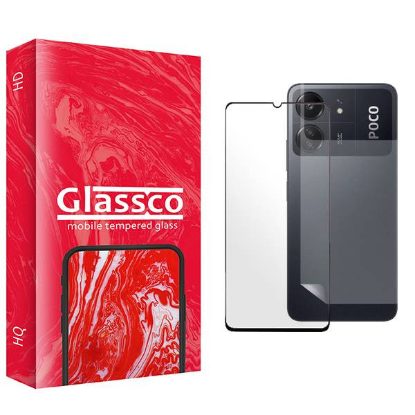 محافظ صفحه نمایش شیشه ای گلس کو مدل CGo1 مناسب برای گوشی موبایل شیائومی Poco C65  به همراه محافظ پشت گوشی