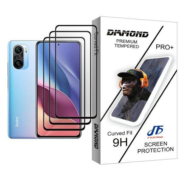 محافظ صفحه نمایش جی اف مدل Diamond Glass MIX003 مناسب برای گوشی موبایل شیائومی Redmi K40 Pro بسته سه عددی