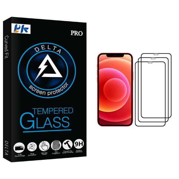 محافظ صفحه نمایش پی کی مدل Delta Glass مناسب برای گوشی موبایل اپل iPhone 12 Mini بسته 3 عددی