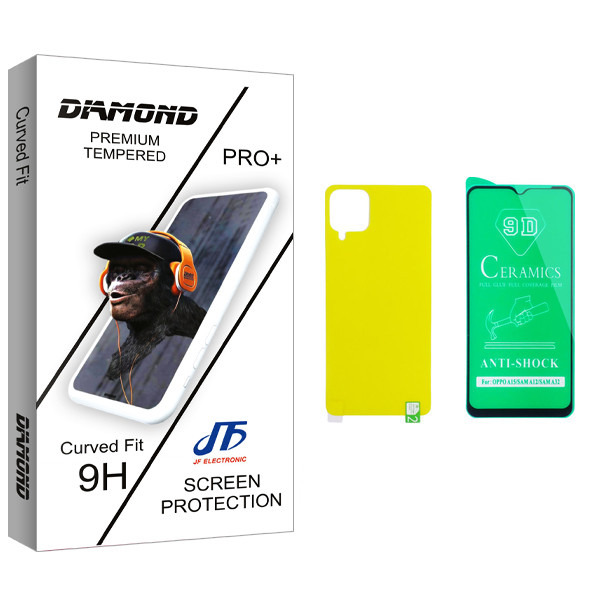 محافظ صفحه نمایش سرامیکی و پشت گوشی جی اف مدل Diamond glass مناسب برای گوشی موبایل سامسونگ Galaxy A12