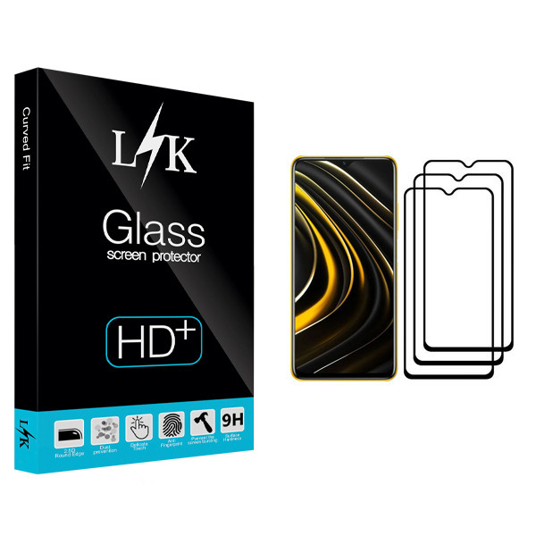 محافظ صفحه نمایش ال کی مدل Hard glass مناسب برای گوشی موبایل شیائومی Poco M3 بسته سه عددی