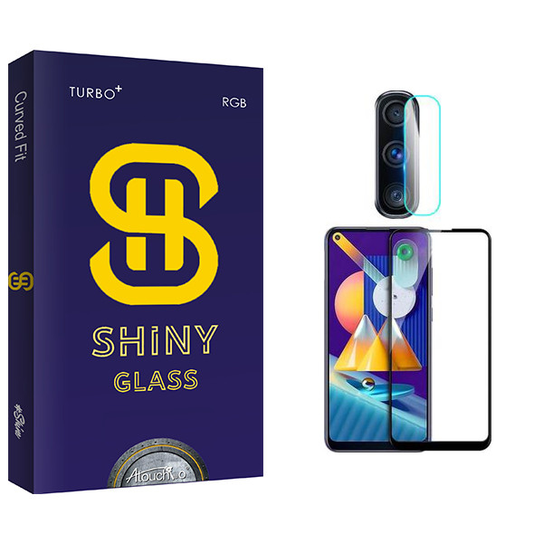 محافظ صفحه نمایش آتوچبو مدل Shiny Glass مناسب برای گوشی موبایل سامسونگ Galaxy M11 به همراه محافظ لنز گوشی