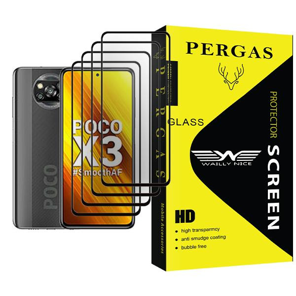محافظ صفحه نمایش وایلی نایس مدل Pergas Glass MIX004 مناسب برای گوشی موبایل شیائومی Poco X3 بسته چهار عددی