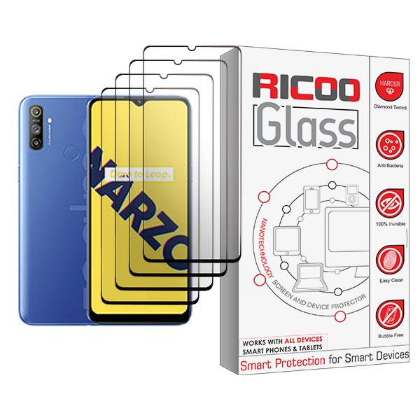 محافظ صفحه نمایش ریکو مدل Ricoo Glass MIX004 مناسب برای گوشی موبایل ریلمی Narzo 10A بسته چهار عددی