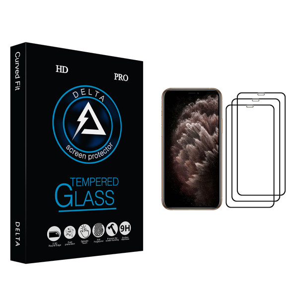 محافظ صفحه نمایش دلتا مدل HD مناسب برای گوشی موبایل اپل iPhone 11 pro max بسته 3 عددی