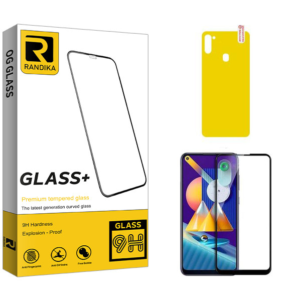 محافظ صفحه نمایش شیشه ای راندیکا مدل Randika  مناسب برای گوشی موبایل سامسونگ Galaxy M11  به همراه محافظ پشت گوشی